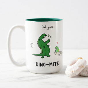 Caneca De Café Em Dois Tons Pai, você é Dino-mite T-Rex