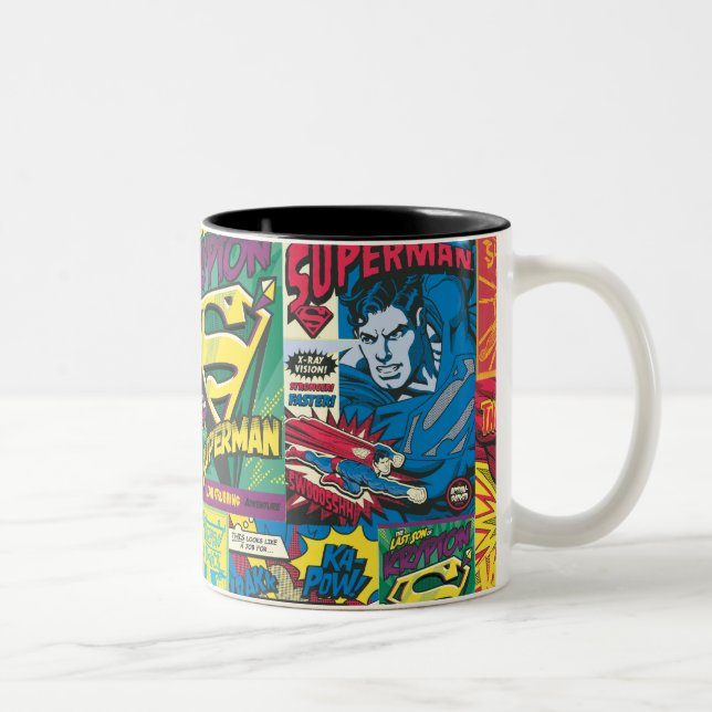 Caneca De Café Em Dois Tons Painéis de banda desenhada do Super-Homem (Direita)