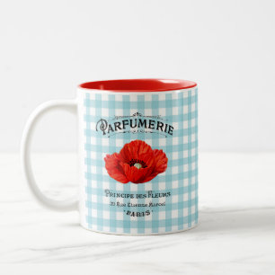 Caneca De Café Em Dois Tons País Francês - Perfume Vermelho - Papoila Cheia Ve