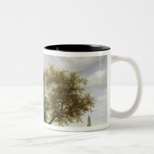 Caneca De Café Em Dois Tons Paisagem arborizada do rio