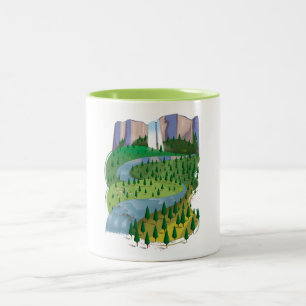 Caneca De Café Em Dois Tons Paisagem de Cachoeira