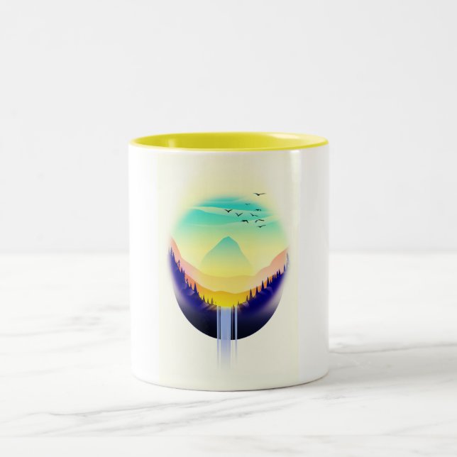Caneca De Café Em Dois Tons Paisagem de Cachoeira (Centro)