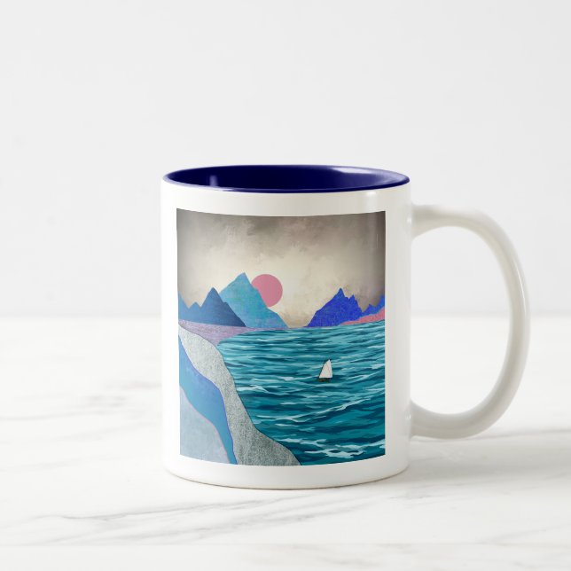 Caneca De Café Em Dois Tons Paisagem de Cave-vela (Direita)