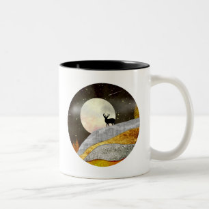 Caneca De Café Em Dois Tons Paisagem de Deer Moon