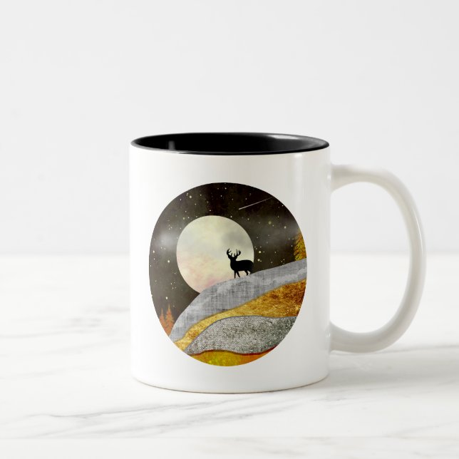 Caneca De Café Em Dois Tons Paisagem de Deer Moon (Direita)