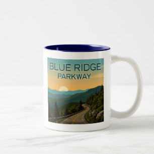 Caneca De Café Em Dois Tons Paisagem de Pista Azul