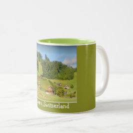 Caneca De Café Em Dois Tons Paisagem de Verão na Suiça