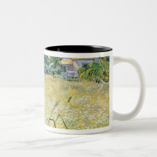 Caneca De Café Em Dois Tons Paisagem de Vincent van Gogh   com milho verde,