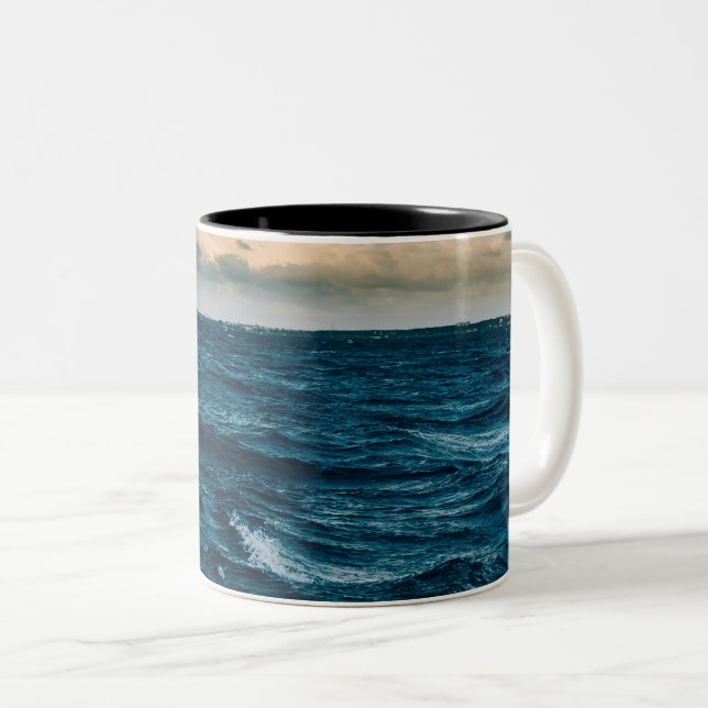 Caneca De Café Em Dois Tons Paisagem do Mar bonito (Frente Esquerda)