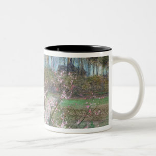 Caneca De Café Em Dois Tons Paisagem do primavera