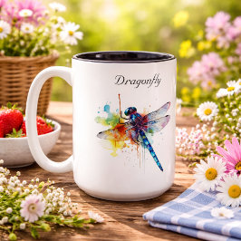 Caneca De Café Em Dois Tons Paisagem dos Sonhos da Libélula, personalizado