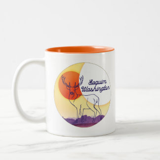 Caneca De Café Em Dois Tons Paisagem Elk and Mountain - Sequim, WA Mug