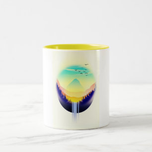Caneca De Café Em Dois Tons Paisagem em Cascata