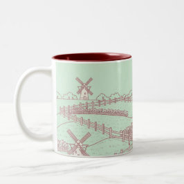 Caneca De Café Em Dois Tons Paisagem Holandesa por Natasha Us