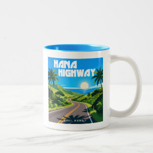 Caneca De Café Em Dois Tons Paisagem Maui Hawaii na autoestrada Hana
