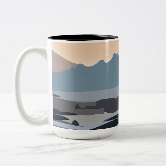 Caneca De Café Em Dois Tons Paisagem Natureza do Céu Marítimo Oceânico (Esquerda)
