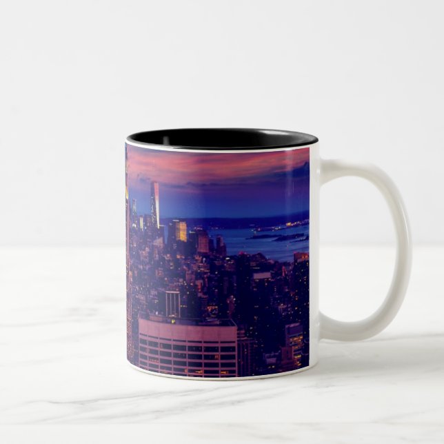 Caneca De Café Em Dois Tons Paisagem Noturna da Cidade de Nova York (Direita)