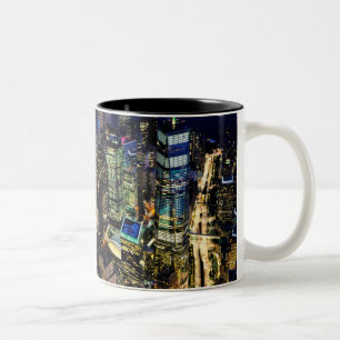 Caneca De Café Em Dois Tons Paisagem noturna da cidade de Nova York, Manhattan