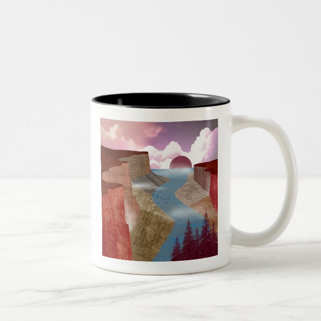 Caneca De Café Em Dois Tons Paisagem Oceânica Canyon (Direita)