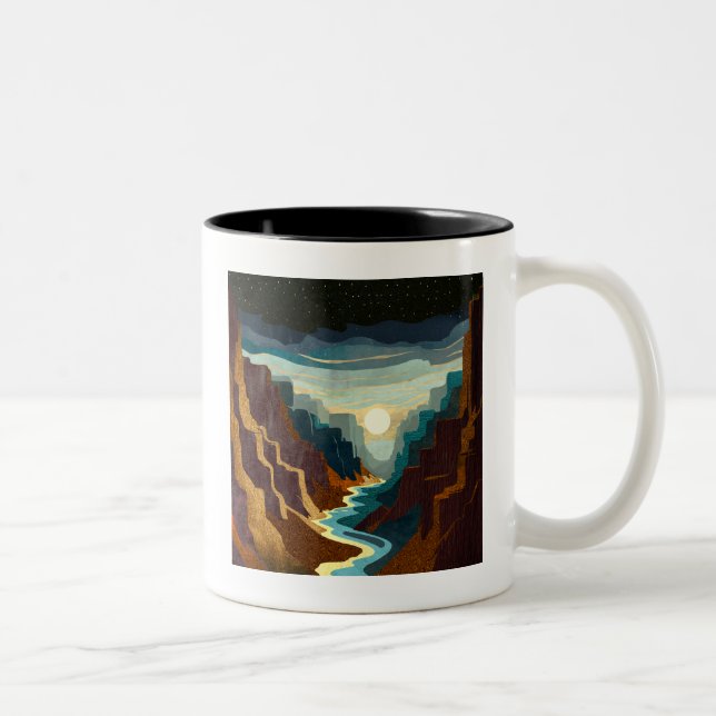 Caneca De Café Em Dois Tons Paisagem Sunset Canyon (Direita)