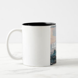 Caneca De Café Em Dois Tons Paisagem Urbana Retro de Los Angeles Estética de V