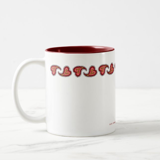 Caneca De Café Em Dois Tons Paisley Heart Mug (Esquerda)