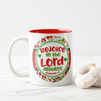 Caneca De Café Em Dois Tons Paisley Rejoice em Lord Always Faith