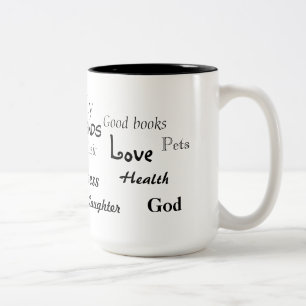 Caneca De Café Em Dois Tons Palavras agradecidas