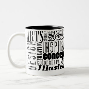 Caneca De Café Em Dois Tons Palavras criativas