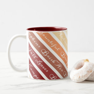 Caneca De Café Em Dois Tons & Palavras e faixas de Especiarias de outono