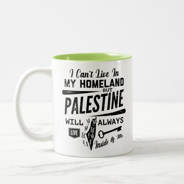 Caneca De Café Em Dois Tons Palestina sempre viverá Dentro de mim-Blk (Esquerda)