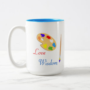 Caneca De Café Em Dois Tons Paleta de Arte com Pincel de Pintura & Texto em Br