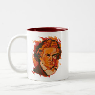 Caneca De Café Em Dois Tons Paleta de Fogo de Beethoven Citação Retrato
