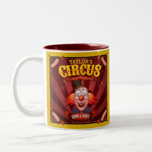 Caneca De Café Em Dois Tons Palhaço de Carnaval ADICIONE O NOME Show de Circo
