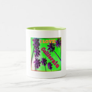 Caneca De Café Em Dois Tons "Palm Sky: EU AMO A Copa Califórnia 2"