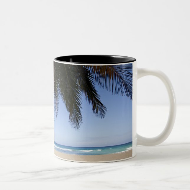 Caneca De Café Em Dois Tons Palmeira ao longo do mar das caraíbas (Direita)