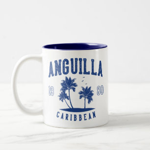 Caneca De Café Em Dois Tons Palmeira Caribenha de Anguilla 1980