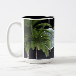 Caneca De Café Em Dois Tons Palmeiras Contra a Lua