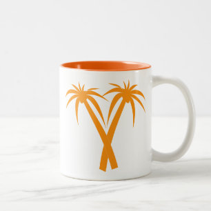 Caneca De Café Em Dois Tons Palmeiras tropicais laranja Verão