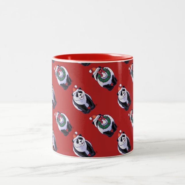 Caneca De Café Em Dois Tons Panda Bear Natal Em Vermelho (Centro)