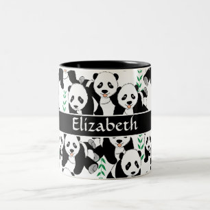 Caneca De Café Em Dois Tons Panda Bears Graphic Patterno para Personalizar