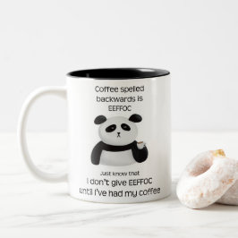 Caneca De Café Em Dois Tons Panda - Café Ortografado Para Trás É Eef