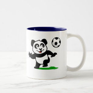 Caneca De Café Em Dois Tons Panda de Futebol Bonito