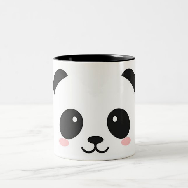 Caneca De Café Em Dois Tons Panda feliz bonito da cara (Centro)
