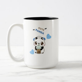 Caneca De Café Em Dois Tons Panda Fofo com Chá de Bolhas