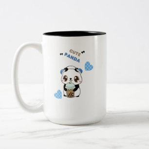 Caneca De Café Em Dois Tons Panda Fofo com Chá de Bolhas