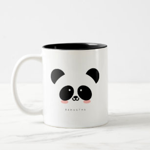 Caneca De Café Em Dois Tons Panda Kawaii  Adicione Seu Nome
