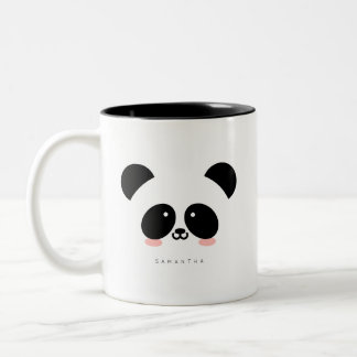 Caneca De Café Em Dois Tons Panda Kawaii| Adicione Seu Nome
