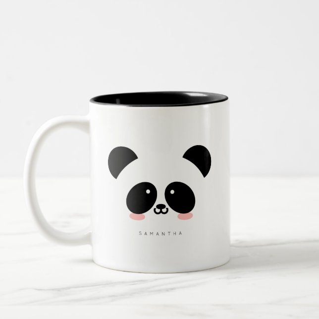 Caneca De Café Em Dois Tons Panda Kawaii| Adicione Seu Nome (Esquerda)