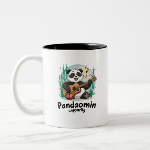 Caneca De Café Em Dois Tons Panda Tocando Violão - Diversão Musical Panda
